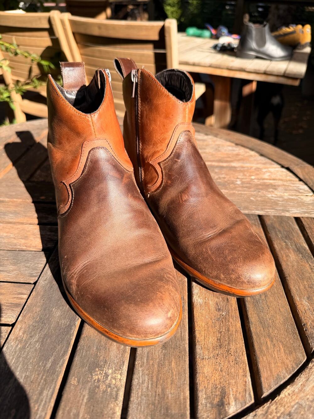 NAOT Sirocco Womens EU 39 Brown Leather Western Ankle Boots Side Zip